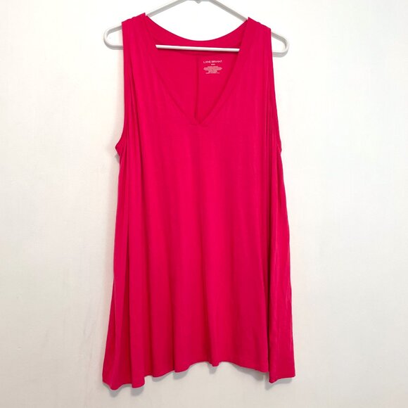 LANE BRYANT Plus Size Solid Pink V-Neck Sleeveless Tunic Swing Tank Top 18 20 2X - Picture 2 of 11